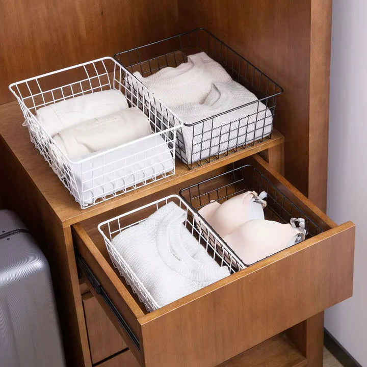 paniers de rangement en fil métallique