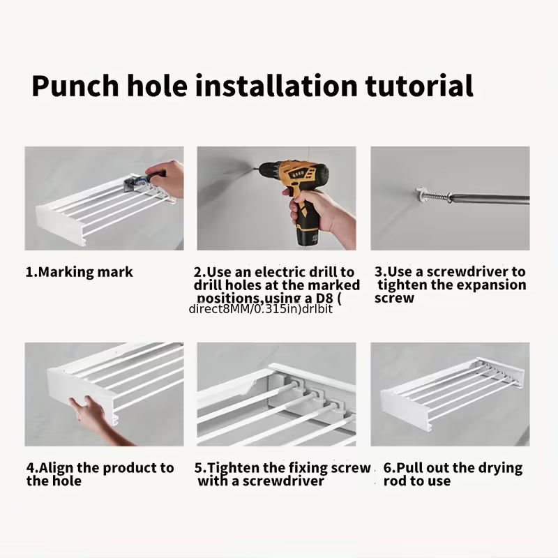 Étendoir à linge mural pliable