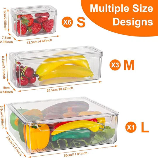 Lot de 10 Boite Rangement frigo avec Couvercle